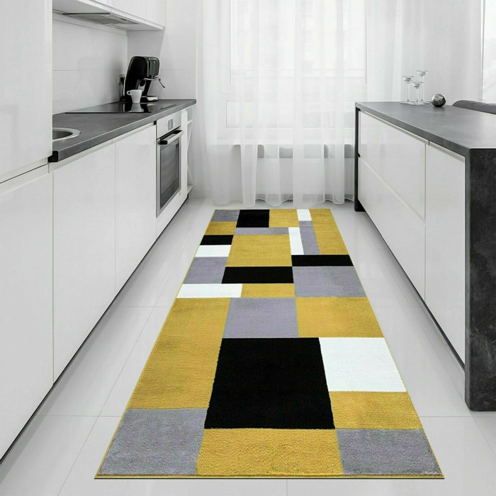Ebern Designs Evonne Tufted Grey/Yellow/White Rug & Reviews Wayfair.co.uk